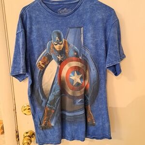 Captain America Marvel Avengers Blue Red Graphic T-shirt large